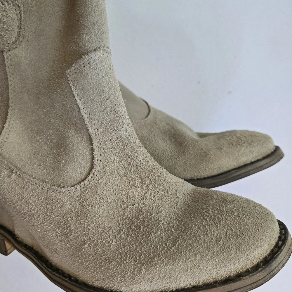 OTBT sandpiper grey suede leather hidden heel boot western made in romania 7.5 - Picture 6 of 8